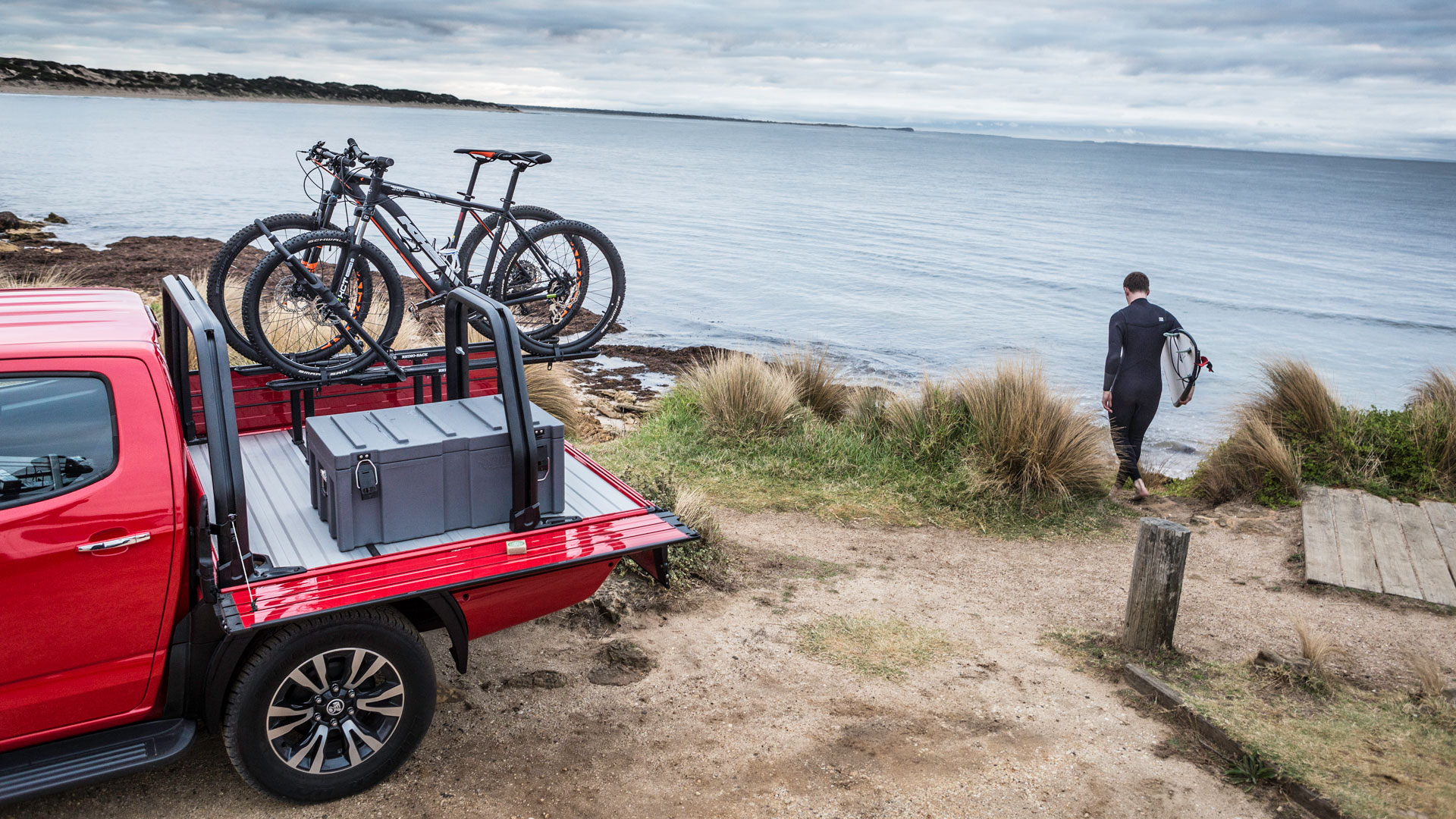 Sport Utility Bed loaded with gear for adventure sports